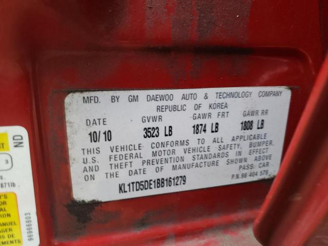 Photo 10 from auction – 2011 CHEVROLET AVEO LS with VIN KL1TD5DE1BB161279