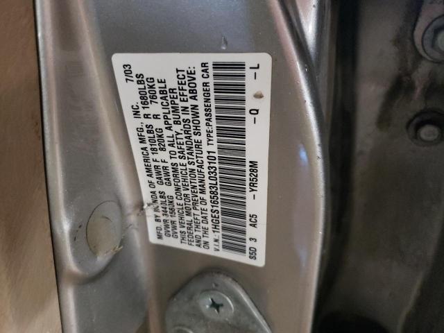 Photo 10 from auction – 2003 HONDA CIVIC LX with VIN 1HGES16583L033101