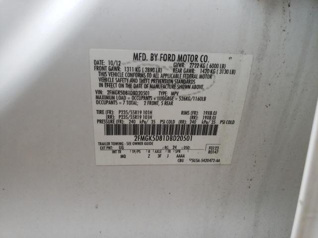 Photo 10 from auction – 2013 FORD FLEX LIMIT with VIN 2FMGK5D81DBD20501