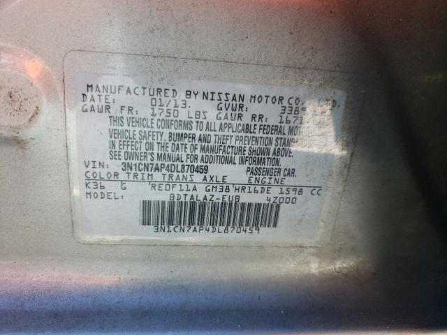 Photo 10 from auction – 2013 NISSAN VERSA S with VIN 3N1CN7AP4DL870459