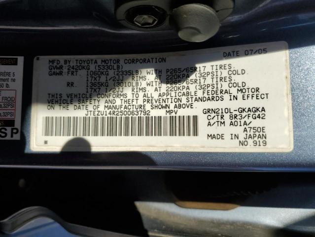 Photo 10 from auction – 2005 TOYOTA 4RUNNER SR with VIN JTEZU14R250063792