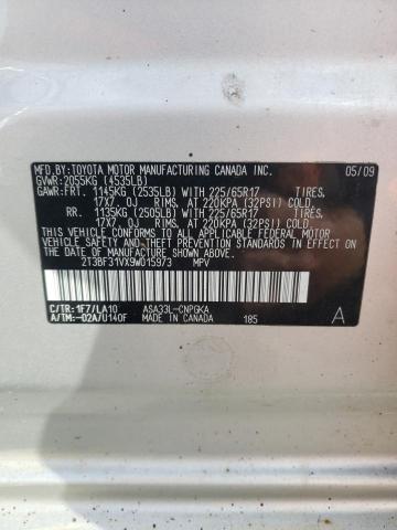 Photo 10 from auction – 2009 TOYOTA RAV4 LIMIT with VIN 2T3BF31VX9W015973