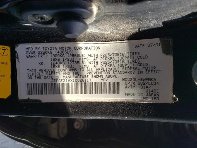 Photo 10 from auction – 2001 TOYOTA HIGHLANDER with VIN JTEGF21AX10026117