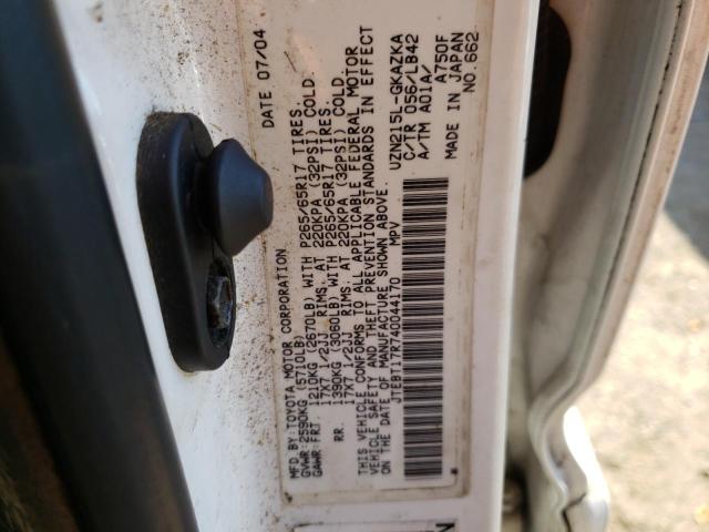 Photo 10 from auction – 2004 TOYOTA 4RUNNER LI with VIN JTEBT17R740044170