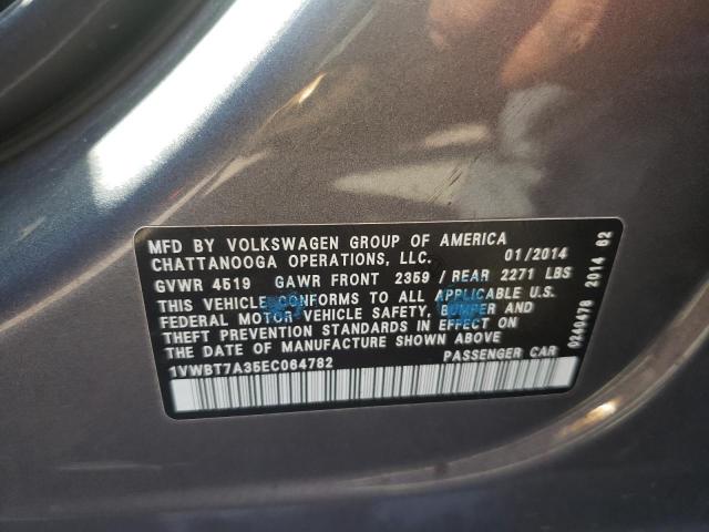 Photo 10 from auction – 2014 VOLKSWAGEN PASSAT SE with VIN 1VWBT7A35EC064782