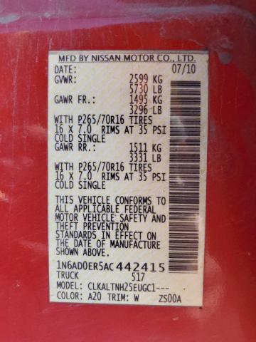 Photo 10 from auction – 2010 NISSAN FRONTIER C with VIN 1N6AD0ER5AC442415