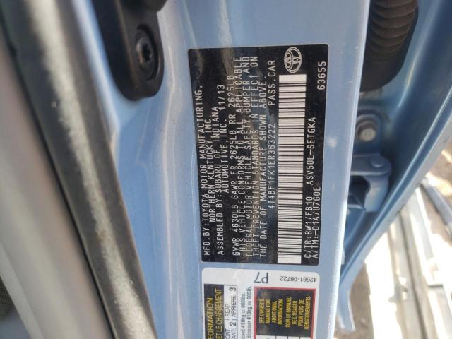Photo 10 from auction – 2014 TOYOTA CAMRY L with VIN 4T4BF1FK1ER363222