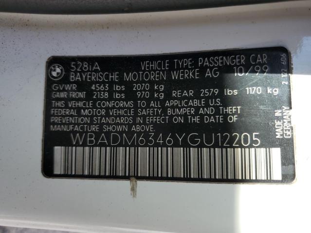 Photo 10 from auction – 2000 BMW 528 I AUTO with VIN WBADM6346YGU12205
