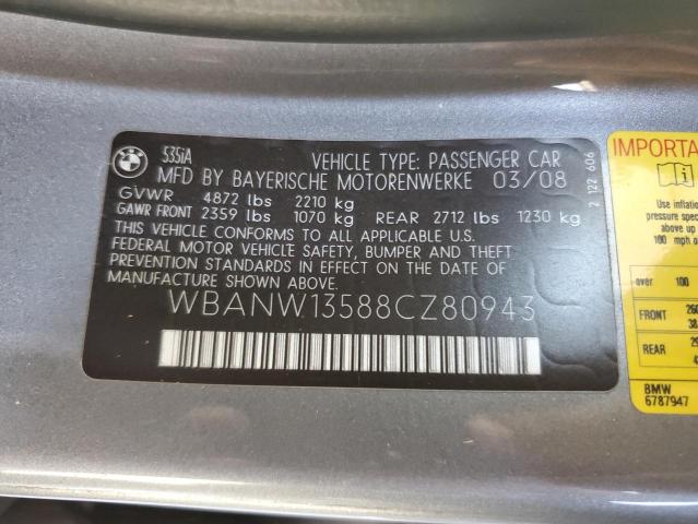 Photo 10 from auction – 2008 BMW 535 I with VIN WBANW13588CZ80943