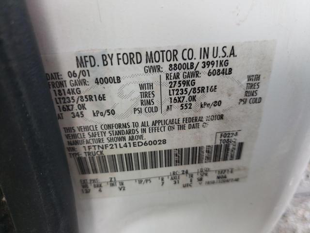 Photo 10 from auction – 2001 FORD F250 SUPER with VIN 1FTNF21L41ED60028