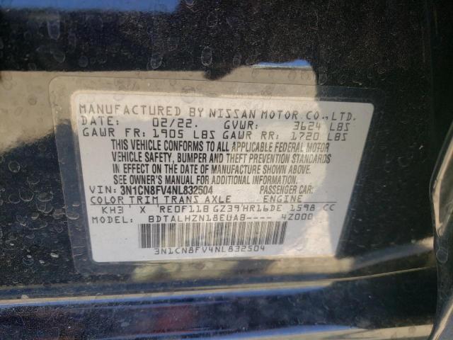 Photo 10 from auction – 2022 NISSAN VERSA SR with VIN 3N1CN8FV4NL832504