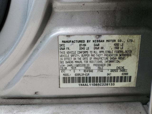 Photo 10 from auction – 2005 NISSAN ALTIMA S with VIN 1N4AL11D85C228133