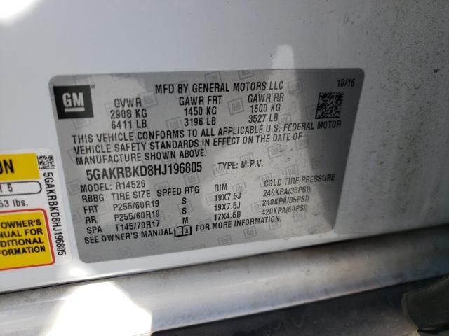 Photo 10 from auction – 2017 BUICK ENCLAVE with VIN 5GAKRBKD8HJ196805