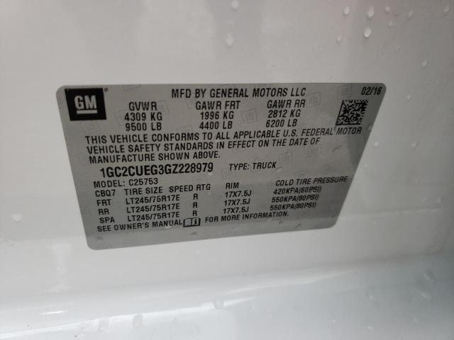 Photo 10 from auction – 2016 CHEVROLET SILVERADO with VIN 1GC2CUEG3GZ228979