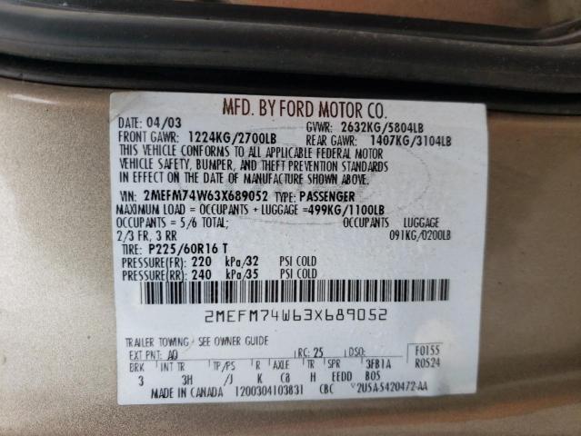 Photo 10 from auction – 2003 MERCURY GRAND MARQ with VIN 2MEFM74W63X689052