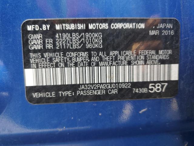Photo 10 from auction – 2016 MITSUBISHI LANCER ES with VIN JA32V2FW2GU010922