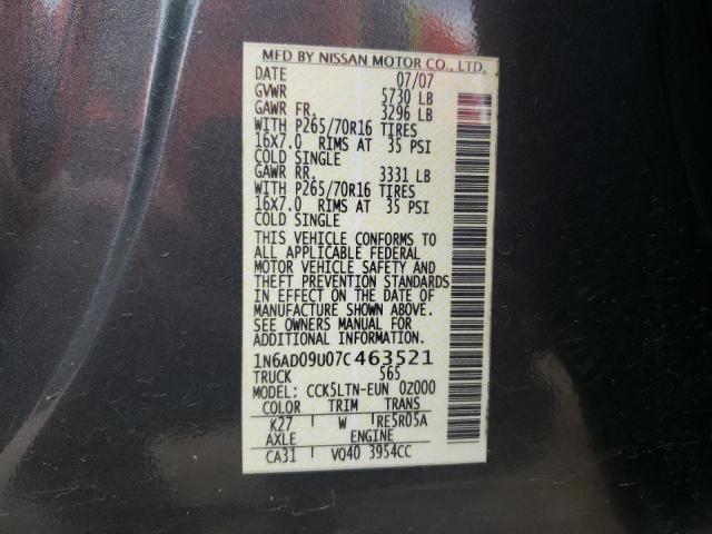 Photo 10 from auction – 2007 NISSAN FRONTIER C with VIN 1N6AD09U07C463521
