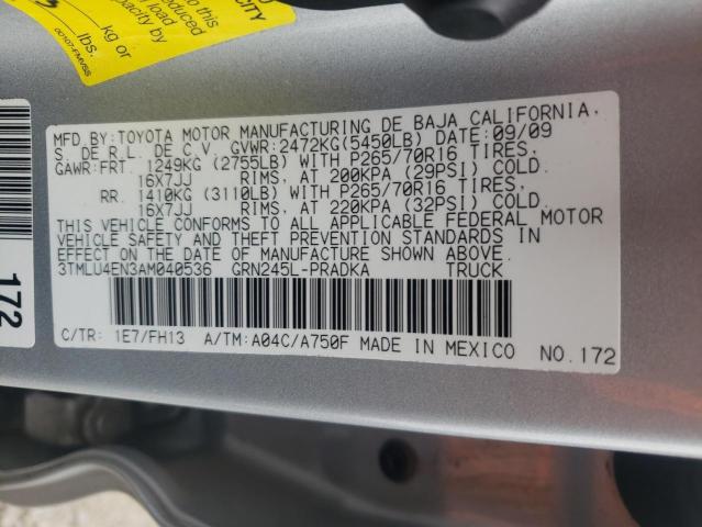 Photo 10 from auction – 2010 TOYOTA TACOMA DOU with VIN 3TMLU4EN3AM040536