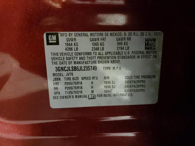 Photo 10 from auction – 2018 CHEVROLET TRAX 1LT with VIN 3GNCJLSB6JL235749