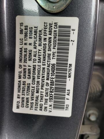 Photo 10 from auction – 2015 HONDA CIVIC EX with VIN 19XFB2F88FE104006