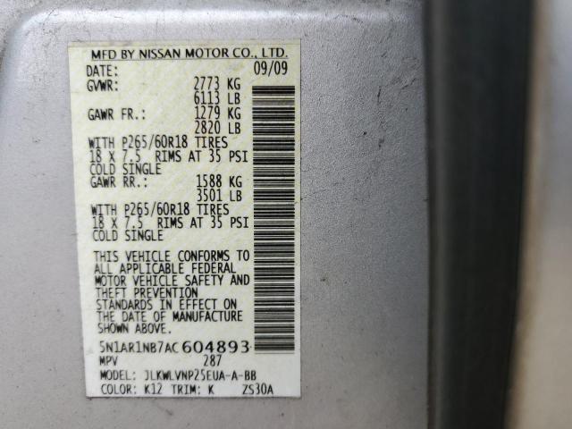 Photo 10 from auction – 2010 NISSAN PATHFINDER with VIN 5N1AR1NB7AC604893
