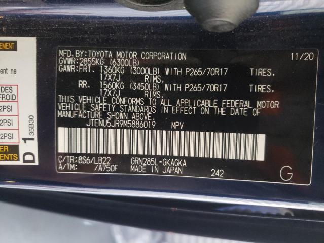 Photo 10 from auction – 2021 TOYOTA 4RUNNER SR with VIN JTENU5JR9M5886019