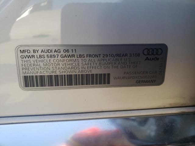 Photo 10 from auction – 2012 AUDI A8 L QUATT with VIN WAURVAFDXCN002240
