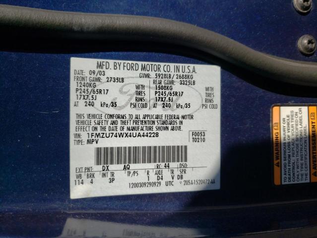 Photo 10 from auction – 2004 FORD EXPLORER E with VIN 1FMZU74WX4UA44228