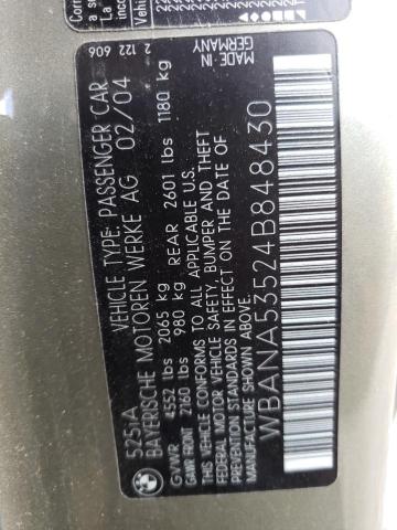 Photo 10 from auction – 2004 BMW 525 I with VIN WBANA53524B848430