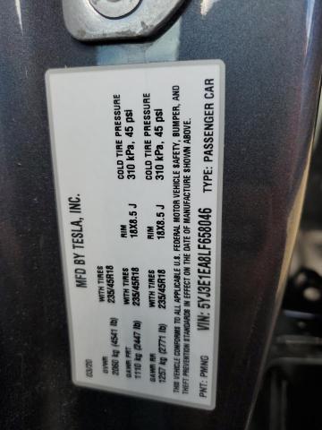 Photo 10 from auction – 2020 TESLA MODEL 3 with VIN 5YJ3E1EA8LF658046