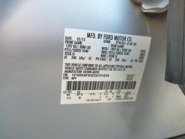 Photo 10 from auction – 2013 FORD EXPLORER L with VIN 1FM5K8F83DGC91839