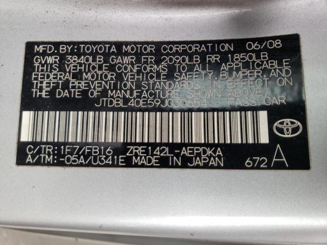 Photo 10 from auction – 2009 TOYOTA COROLLA BA with VIN JTDBL40E59J030654