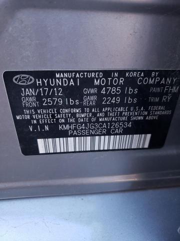 Photo 10 from auction – 2012 HYUNDAI AZERA GLS with VIN KMHFG4JG3CA126534