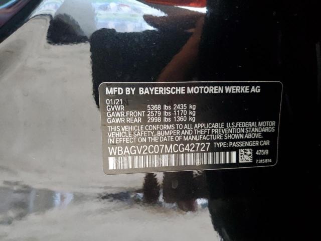 Photo 10 from auction – 2021 BMW 840I with VIN WBAGV2C07MCG42727