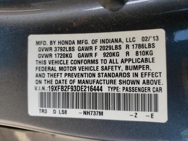 Photo 10 from auction – 2013 HONDA CIVIC EXL with VIN 19XFB2F93DE216444
