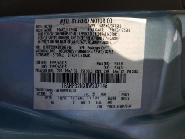 Photo 10 from auction – 2008 FORD FOCUS S/SE with VIN 1FAHP32NX8W207146