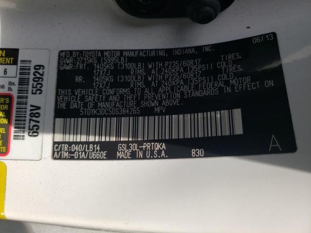 Photo 10 from auction – 2013 TOYOTA SIENNA XLE with VIN 5TDYK3DC5DS384265
