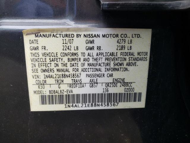 Photo 10 from auction – 2008 NISSAN ALTIMA 2.5 with VIN 1N4AL21E88N458567