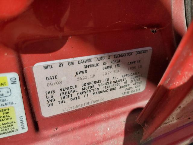 Photo 10 from auction – 2009 CHEVROLET AVEO LS with VIN KL1TD56E49B386884