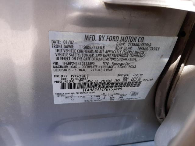Photo 10 from auction – 2007 FORD FIVE HUNDR with VIN 1FAHP24147G153890