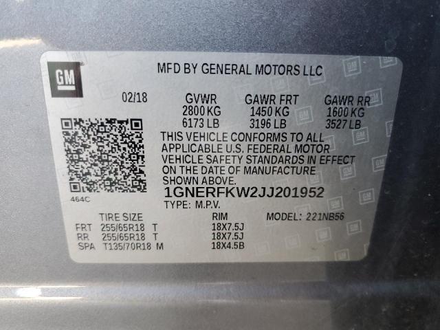 Photo 10 from auction – 2018 CHEVROLET TRAVERSE L with VIN 1GNERFKW2JJ201952