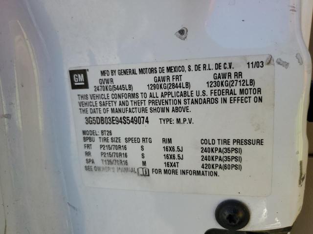 Photo 10 from auction – 2004 BUICK RENDEZVOUS with VIN 3G5DB03E94S549074