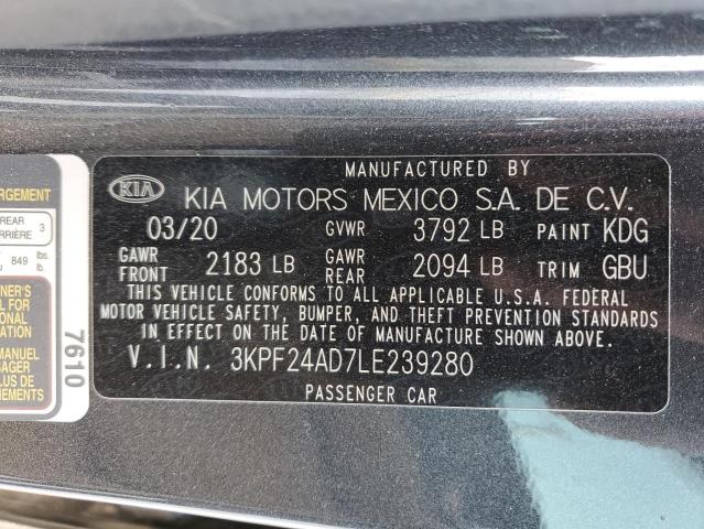 Photo 10 from auction – 2020 KIA FORTE FE with VIN 3KPF24AD7LE239280