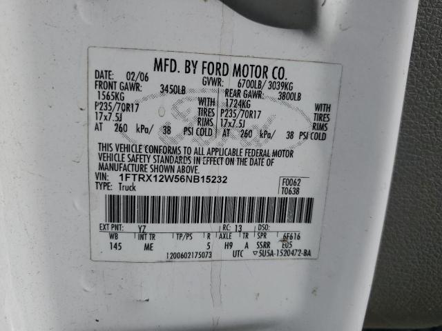 Photo 10 from auction – 2006 FORD F150 with VIN 1FTRX12W56NB15232