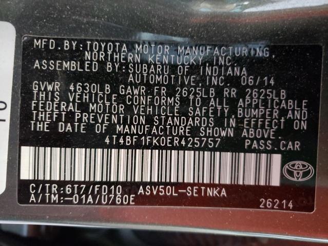 Photo 10 from auction – 2014 TOYOTA CAMRY L with VIN 4T4BF1FK0ER425757
