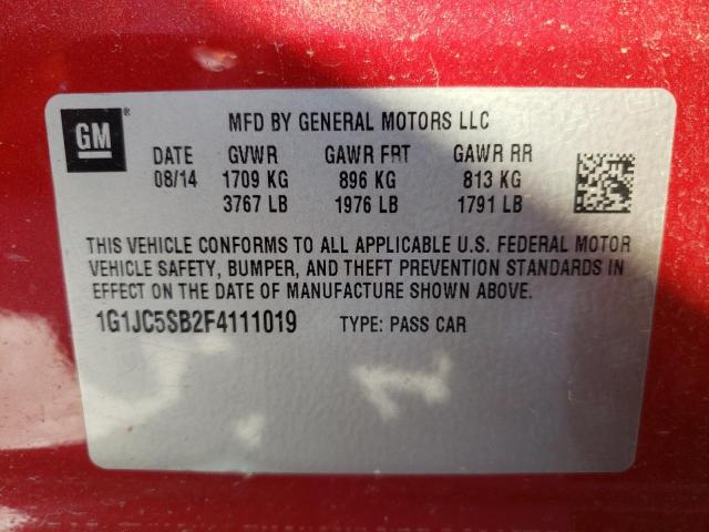 Photo 10 from auction – 2015 CHEVROLET SONIC LT with VIN 1G1JC5SB2F4111019