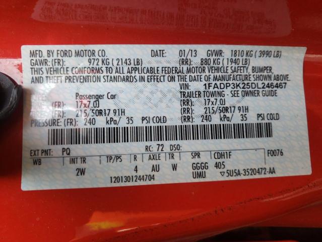 Photo 10 from auction – 2013 FORD FOCUS SE with VIN 1FADP3K25DL246467