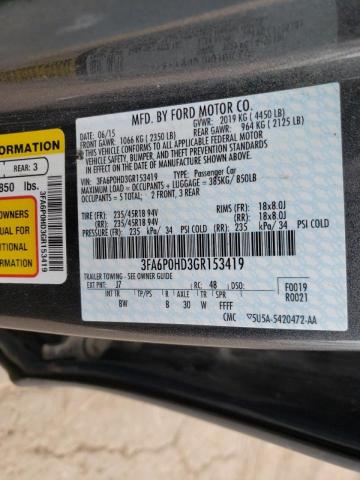 Photo 10 from auction – 2016 FORD FUSION SE with VIN 3FA6P0HD3GR153419