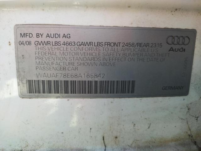 Photo 10 from auction – 2008 AUDI A4 2.0T with VIN WAUAF78E68A165842