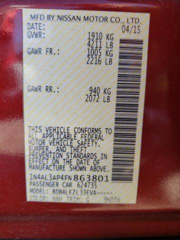Photo 10 from auction – 2015 NISSAN ALTIMA 2.5 with VIN 1N4AL3AP4FN863801